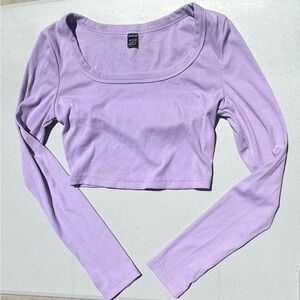 SHEIN Lavender Long Sleeve Crop Top